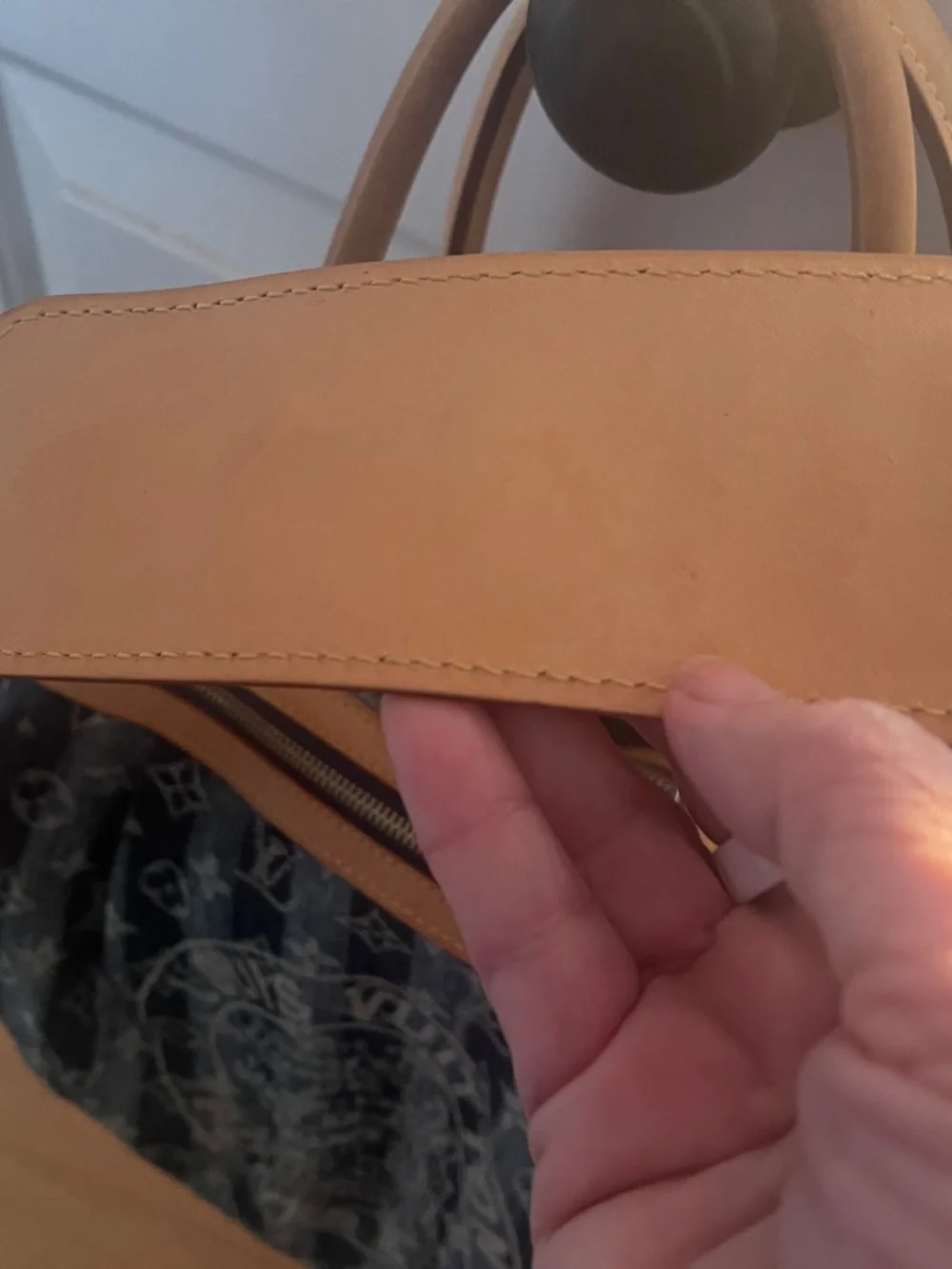 LV Denim Cloth weekender bag with leather trim and shoulder strap